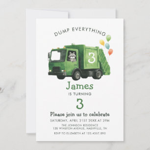 Invitation Camion à ordures Tout déverser Anniversaire Enfant