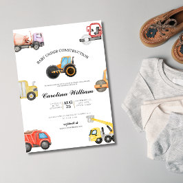 Invitation Camion bébé en construction baby shower