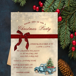 Invitation Camion Bleu à Arc, Fête de Noël d'Entreprise