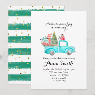 Invitation Camion bleu flocons de neige Noël garçon baby show