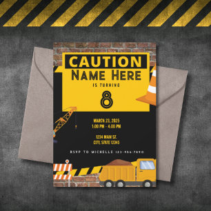 Invitation Camion-camionnette de construction jaune Anniversa