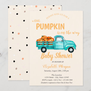 Invitation Camion Citrouille, Baby Shower Petits Points