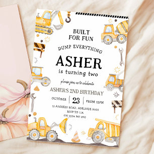 Invitation Camion de construction 2e anniversaire