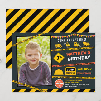 Invitation Camion de construction Camion Photo Boy Fête d'ann