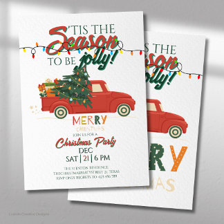 Invitation Camion de Fêtes de Noël Rouge Fête de Noël