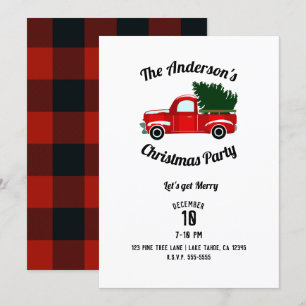 Invitation Camion de Noël Rouge Fête de Noël Rustique