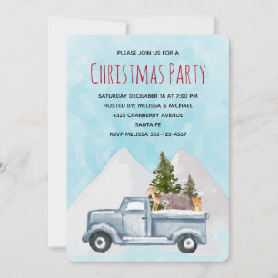 Invitation Camion de Noël transportant des arbres et des anim