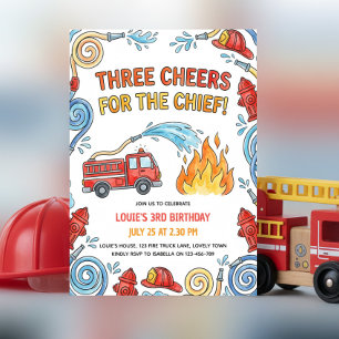 Invitation Camion de pompiers Trois acclamations Chef Garçons