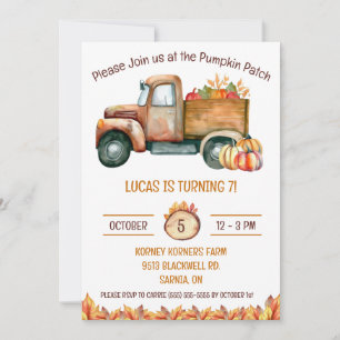 Invitation Camion de récolte d'automne, Citrouille Patch, fêt