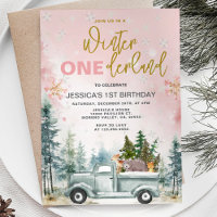 Camion d'hiver rose Forêt des nederland 1er annive