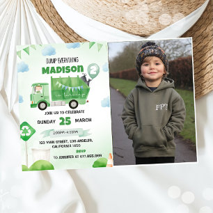 Invitation Camion d'ordures 2e fête d'anniversaire Photo