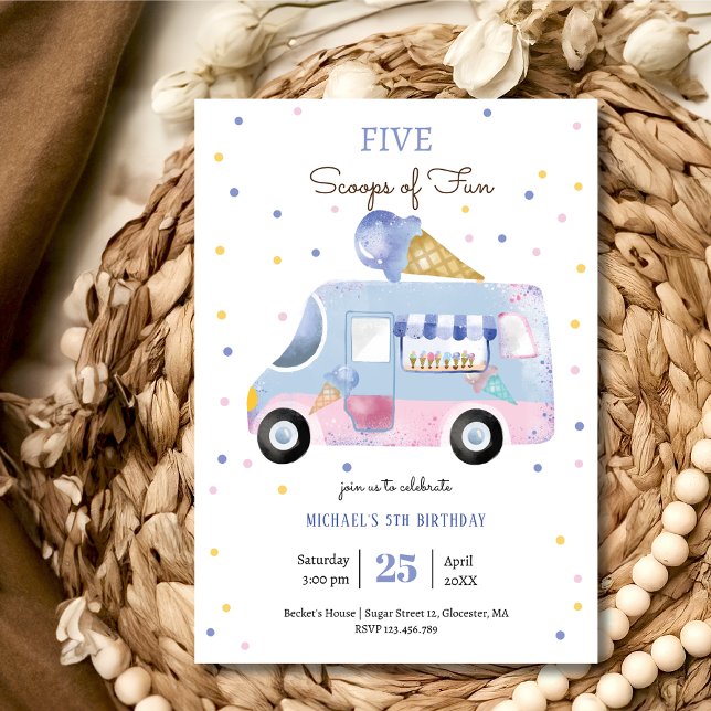Invitation Camion glace Scoops of fun anniversaire de enfant (Créateur téléchargé)