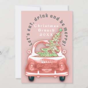 Invitation Camion Joyeux Noël Brunch Rose