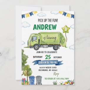 Invitation Camion Poubelle Enfant Anniversaire Récupération