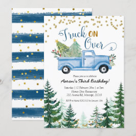 Invitation Camion sur Blue Christmas Camion Anniversaire