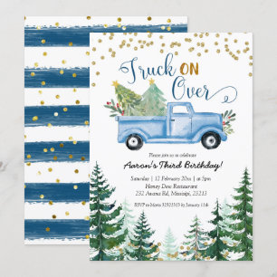 Invitation Camion sur Blue Christmas Camion Anniversaire