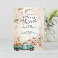 Camion vert citrouille, Roses, Baby shower de floc