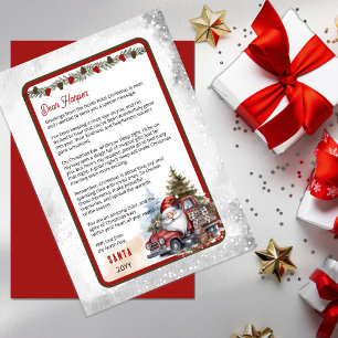 Invitation Camionnette Rouge Rustique Lettre du Père Noël à l