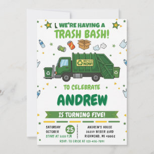 Invitation Camions à benne personnels Fête d'anniversaire pou