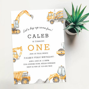 Invitation Camions de Construction 1er Anniversaire