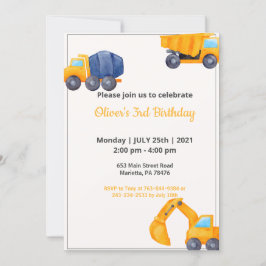 Invitation Camions de construction | Année en révision Annive