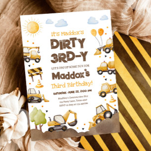 Invitation Camions de construction Dirty 3RD-Y Garçon Troisiè