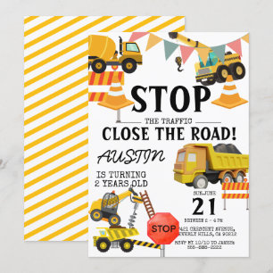 Invitation Camions de Construction   Fête d'anniversaire pour