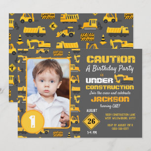 Invitation Camions de construction Motif Anniversaire Photo G
