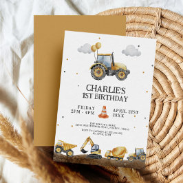 Invitation Camions de construction Simple Minimaliste Anniver