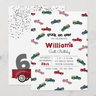Invitation Camions de ramassage Véhicules mignons Anniversair