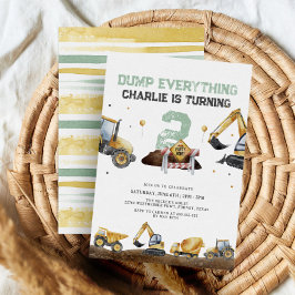Invitation Camions et Diggers Construction minimale 2e annive