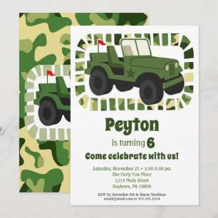Invitation Camo Army Military Boys fête d'anniversaire