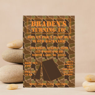 Invitation Camo Camouflage Jardin Campout Anniversaire Invita