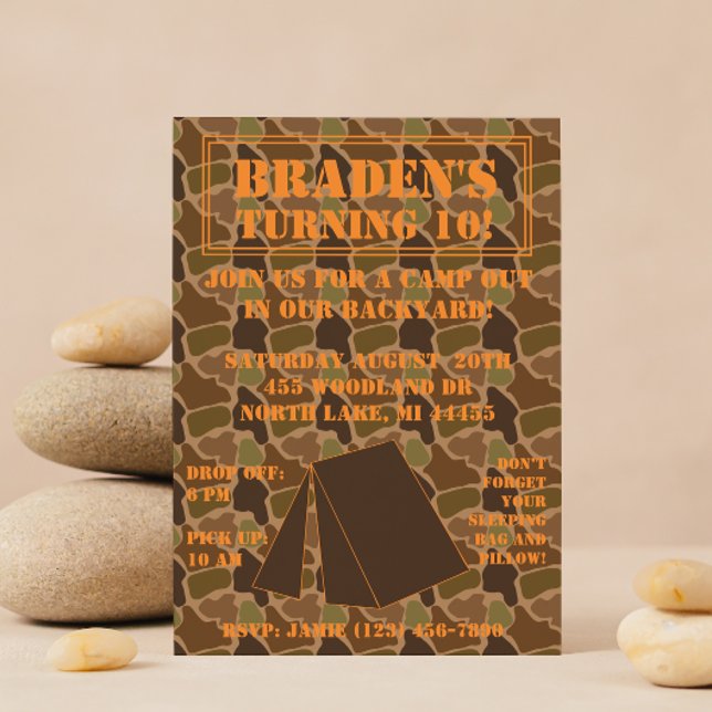Invitation Camo Camouflage Jardin Campout Anniversaire Invita (Créateur téléchargé)