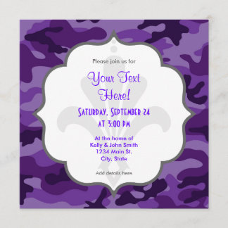 Invitation Camo mignon violet, Camouflage