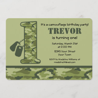 Invitation Camo Vert 1er anniversaire
