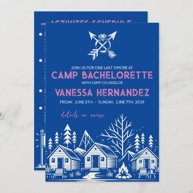 Invitation Camp Bachelorette (Devant / Derrière)
