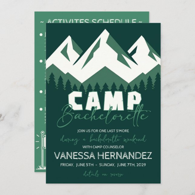 Invitation Camp Bachelorette (Devant / Derrière)