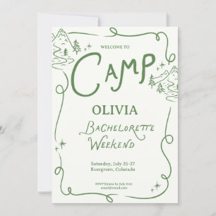 Invitation Camp Bachelorette Itinéraire de Camping Vert 