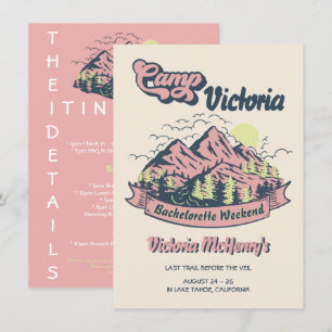 Invitation Camp Bachelorette Pink Mountain Girls Week-end