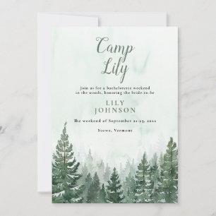 Invitation Camp Bachelorette Woodland Forest Weodend Party