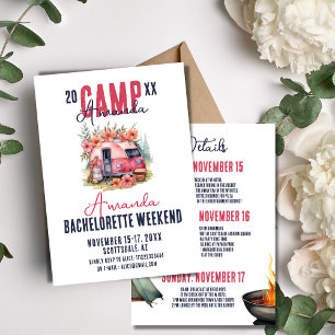 Invitation Camp de flamping Bachelorette fêtes Itinéraire Wee