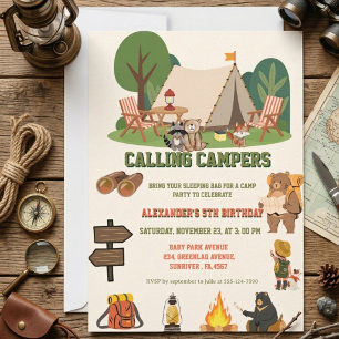 Invitation Camp en forêt pour un anniversaire