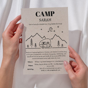 Invitation Camp Enterrement de Vie de Jeune Fille et Itinérai