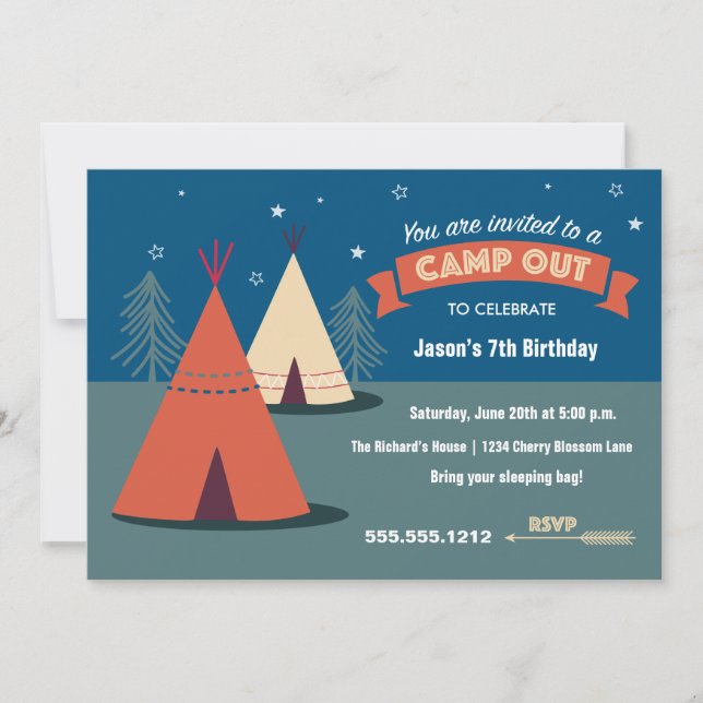 Invitation Camp Out Party (Devant)