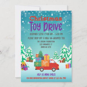 Invitation Campagne de jouets de Noël Cadeaux de voiture roug