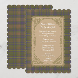 Invitation Campbell Chasse Tartan Ancien Avec Cadre Or