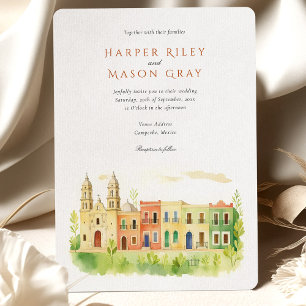 Invitation Campeche vibrant Mexique Mariage aquarelle