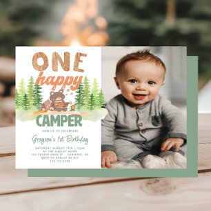 Invitation Camper très heureux Photo 1er Anniversaire Invitat