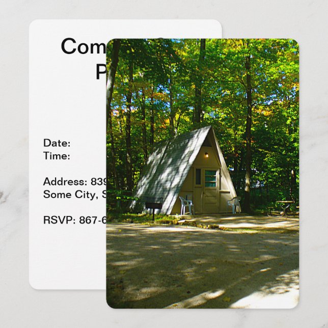 Invitation Camping à cadre A sauvage au terrain de camping (Devant / Derrière)